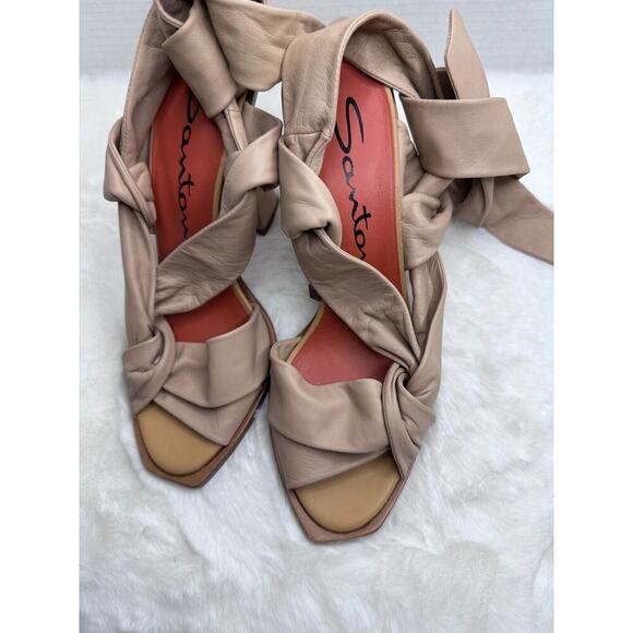 Santoni Tan Leather Straps Women's High Heel Sandal Pump Size UE 37 - Picture 14 of 16